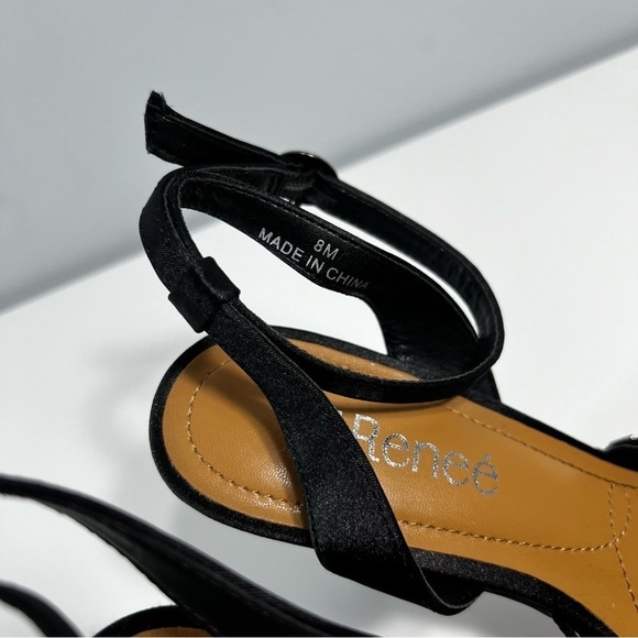 J. Renee Kamilo Black Satin Rhinestone Pumps Pointy Toe Memory Foam Insole 8M - Picture 10 of 13